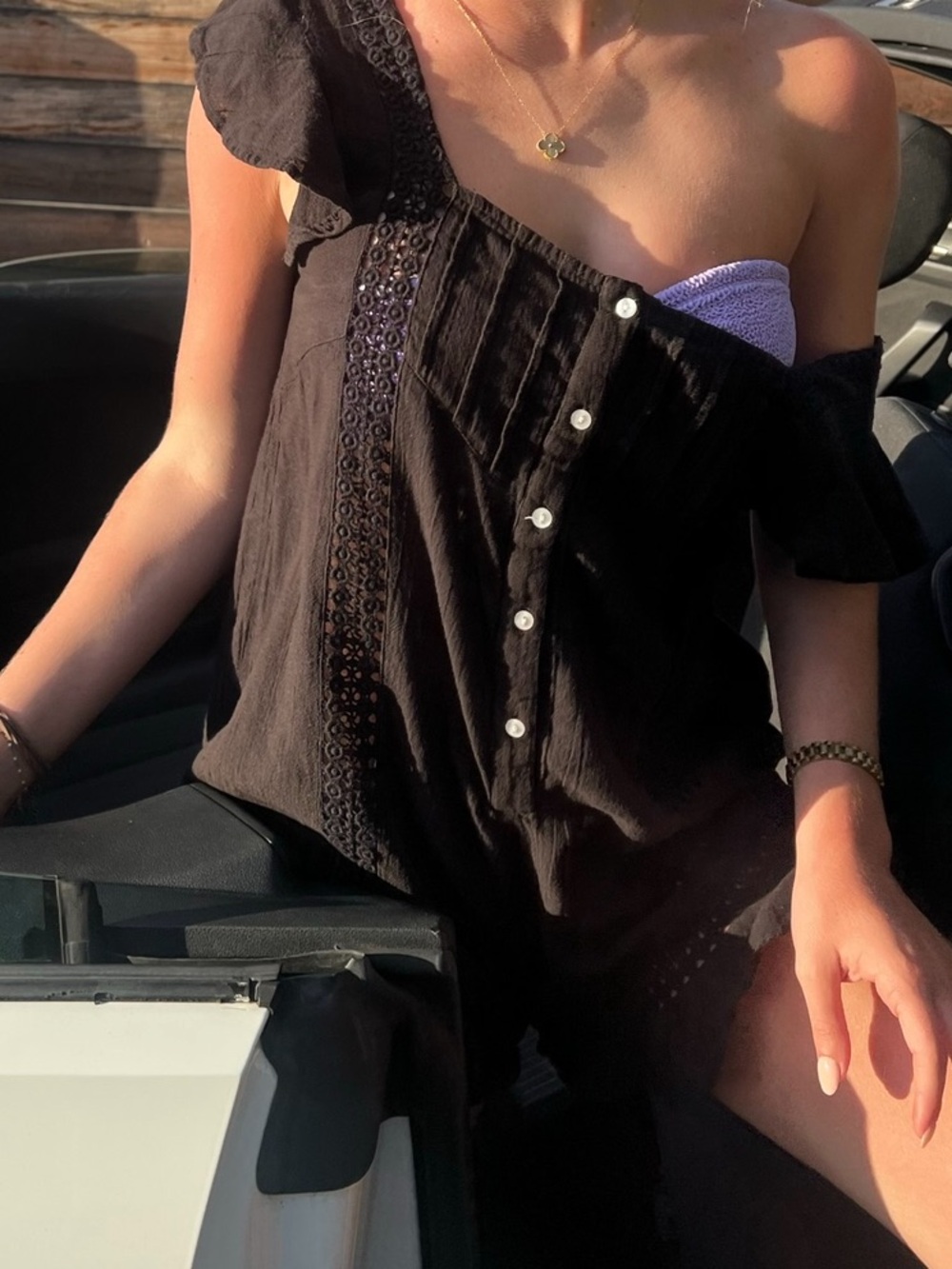 Black Ruffled Jumpsuit - Picture 3 of 4